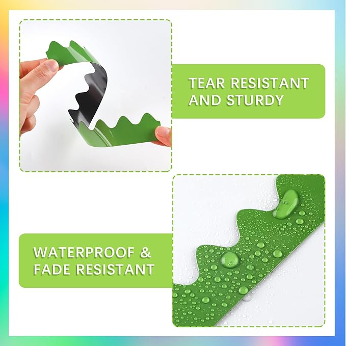 Qeeenar 24 Pcs Colorful Scalloped Magnetic Borders for Classroom Whiteboard Waves Magnetic Strips Bulletin Board Borders School Classroom Chalkboard Trim Decorations