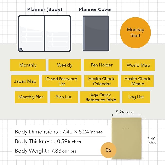NOLTY Ecri Plus B6-7 Weekly Planner 2026, January Start, Japanese Edition, Pistachio, 2026-2313