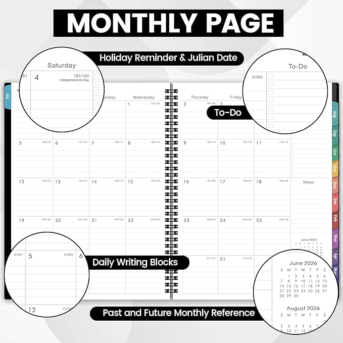 Planner 2026-2027 – Academic Planner 2026-2027, 9" x 11", Large, July 2026 – June 2027, Weekly and Monthly Planner, 2 Monthly Tabs, Strong Twin-Wire Binding, Inner Pocket, Hardcover, Black
