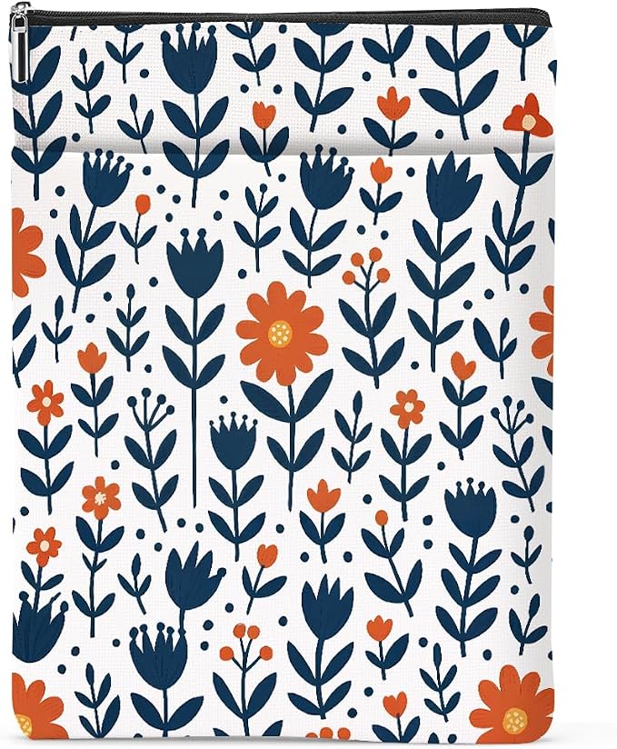 Book Sleeve Book Lovers Gifts Waterproof Books Pouch Protector Cover Reading Accessories Gifts for Women Girls Bookworm Grandma Reader Librarian Birthday Graduation Christmas, Aesthetic Floral Print