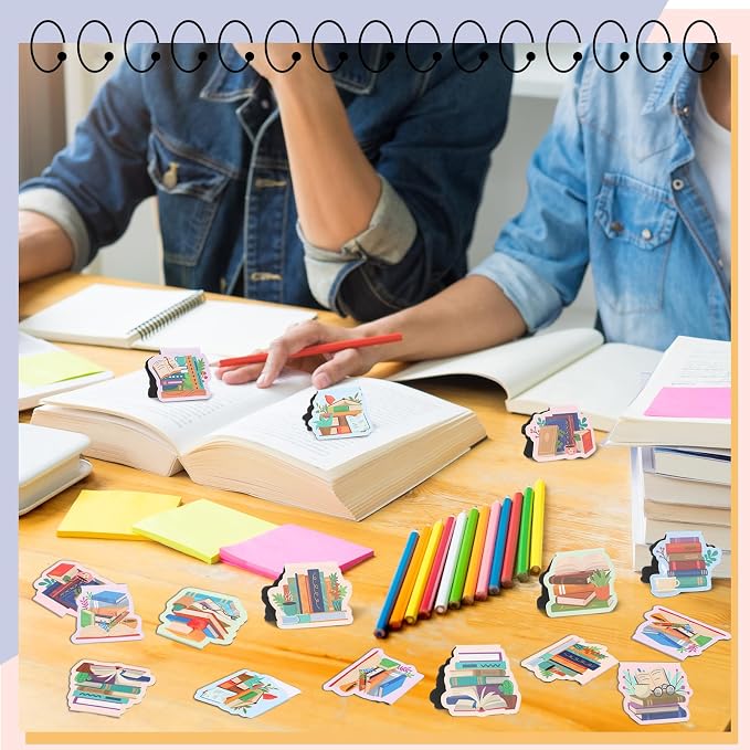Skyygemm 30 Pcs Bookish Magnetic Bookmarks Book Lover Gifts Cute Page Markers for Librarian Bookish Book Club Lover Gifts Markers Accessories