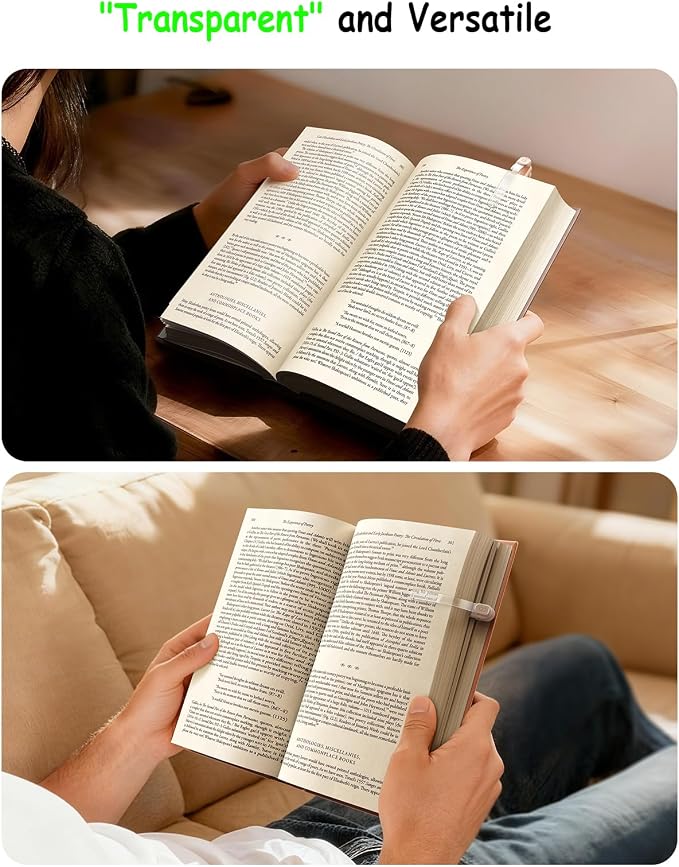 Lamicall [Clear View] 6Pack Silicone Automatic Bookmark - [Thick-Book Friendly] Book Marks for Reading Women Kids Men, Cute Book Page Markers Clip, Reading Accessories Gifts for Book Lovers, Beige