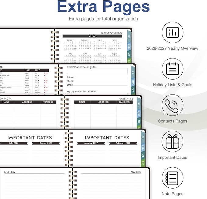 Planner 2026-2027, Weekly and Monthly Academic Year Calendar Planner, July 2026 - June 2027, Daily Agenda Book for Office School Supplies, Letter Size(8.5'' x 11'')