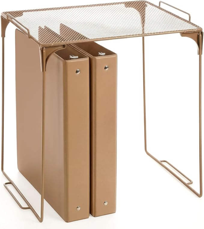 Colarr Brown Locker Organizer Shelf Locker Accessories for Girls Stackable Storage Organization Shelf Area Saver Fits Standard Size for School Office Kitchen and Home