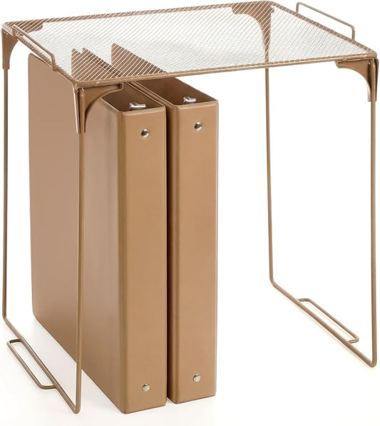 Colarr Brown Locker Organizer Shelf Locker Accessories for Girls Stackable Storage Organization Shelf Area Saver Fits Standard Size for School Office Kitchen and Home