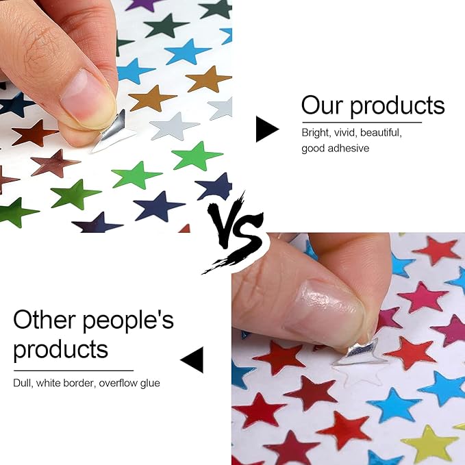 Star Metallic Stickers, 2520 PCS, 0.6" Foil Stars for Kids Reward & Behavior Chart, School & Classroom Supplies, DIY