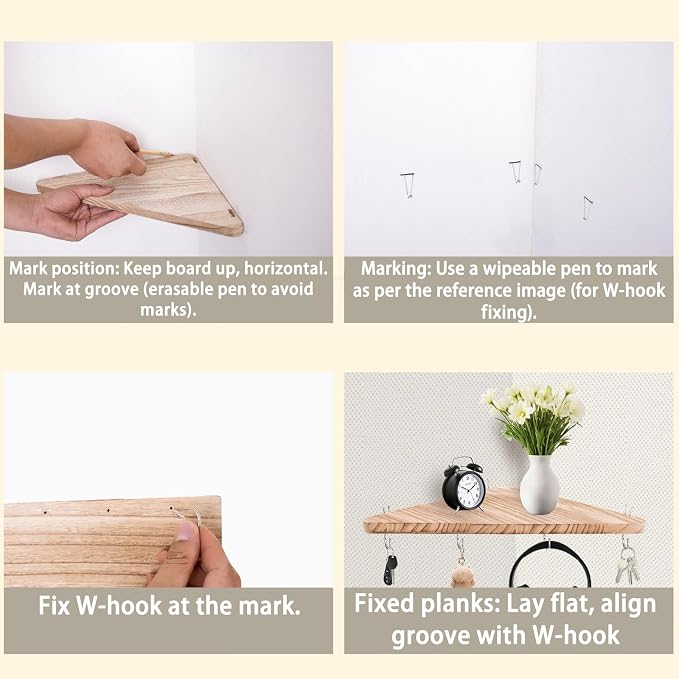 Cubicle corner shelf with hook：3pcs 16.5in wood triangle cubicile hanging shelves organization accessories fabric walls organizer for use in office cubicles office stylish decoration for women's desks