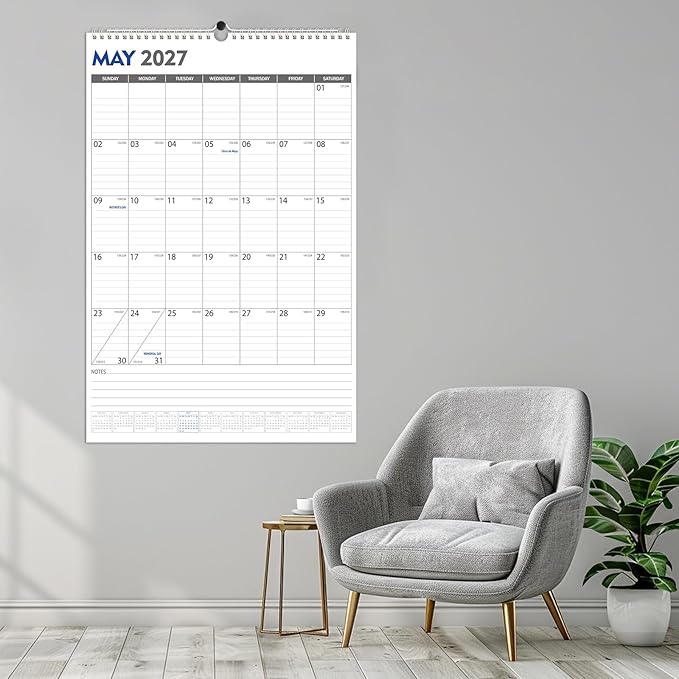 GuassLee Extra Large Wall Calendar 2026,Jumbo Vertical Wall Planner 2026-2027 from June 2026 to December 2027,19 Months with Julian Dates and Notes for Office School Home Teacher Planning,24"x 36"