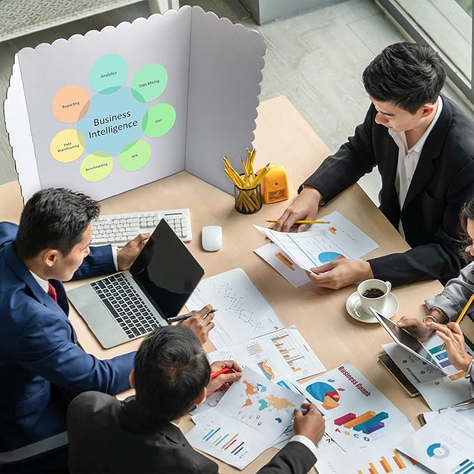 72 Pcs 24 x 36 Inch Trifold Poster Display Boards White for Science Fair Presentation Projects Photo Exhibition Display Tri fold Board Foldable Paperboard for School Supplies Bulk Business