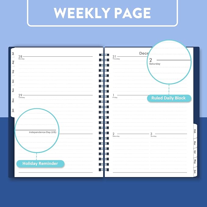 2026-2027 Planner - Planner 2026-2027, July 2026 - June 2027, 6" x 8.4", 26-27 Planners Weekly and Monthly Flexible Cover, A5 Thick Paper, Twin-Wire Binding, Blue