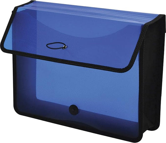 Lion Expand-N-File Poly Expanding Wallet, Letter (9-1/2 inch x 12 inch), 3 inch Gusset, Transparent Blue, 1 Wallet (48160-BL)