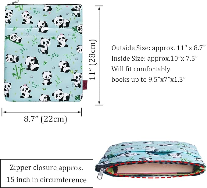 Book Sleeve for Book Lovers, Bookish Book Protector, Book Covers for Paperbacks, Washable Fabric, Book Sleeves with Zipper, Medium 11 Inch X 8.7 Inch