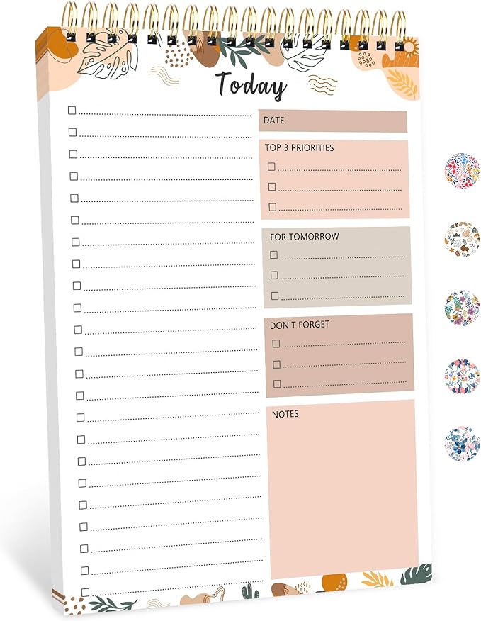 To Do List Notepad - To Do List Notebook for Work with 52 Sheets, Undated Daily Planner Perfect for Enhanced Productivity and Goal Achievement - Boho