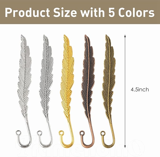 Framendino, 30 Pack Feather Metal Bookmarks Shaped Bookmark for Birthday Gifts