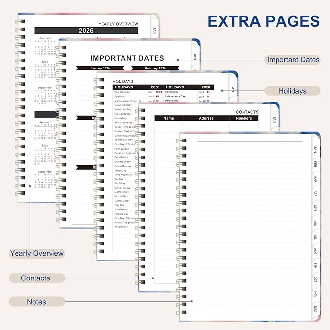 2026 Planner, Weekly and Monthly Calendar Planner Book, Jan 2026 - Dec 2026, Planning Agenda for Desk Accessories and School Supplies - A5 (6.3'' x 8.5'')