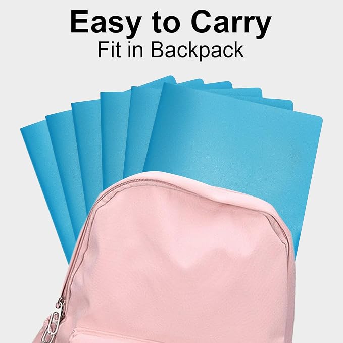 MystiCharm Folders with Pockets Back to School Supplies for Teachers Students 6 Pack 2 Pocket Blue Plastic File Folders Bulk for Documents Homework Paper Resume School Office Supplies Accessories