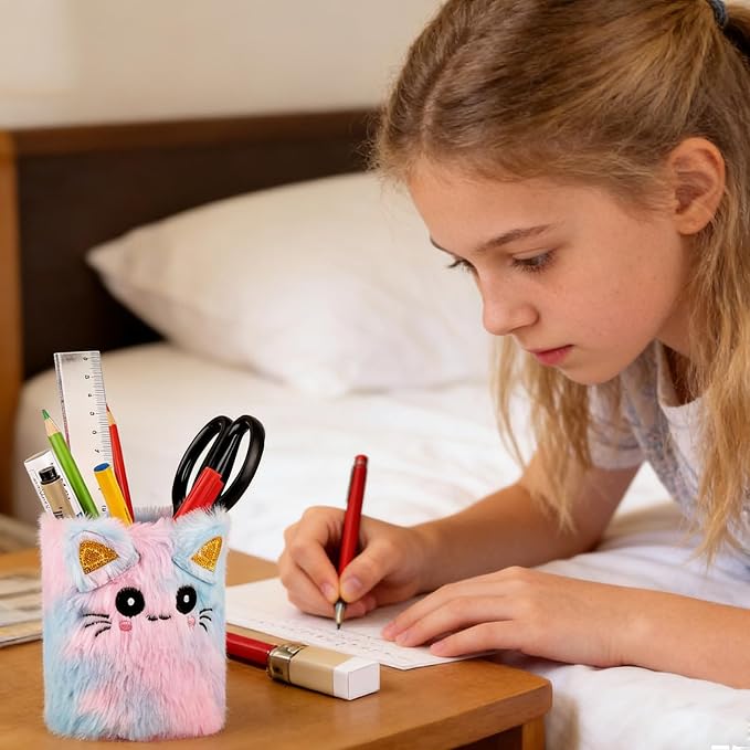 Cute Pen Holder for Office Desk Accessories Aesthetic Cute Cat Home Decor Makeup Brush Holder Pencil Cup for Girls Boys Birthday Gifts for Women Girls