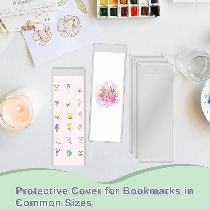DSYIL 50 Sets Blank Bookmarks Making Kit, 50 Pcs Paper Bookmark Blanks, 50 Colorful Tassels, 50 Pcs Clear Bookmark Sleeves for DIY Book Mark Projects and Gift Tags