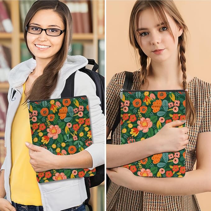 jeilink Book Sleeve Book Protector Book Pouch Book Lovers Gifts Bookish Gifts Book Cover with Zipper for Hardcover Paperback Washable Book Floral Printed Gift Bag for Women Aunt Birthday, BookCover