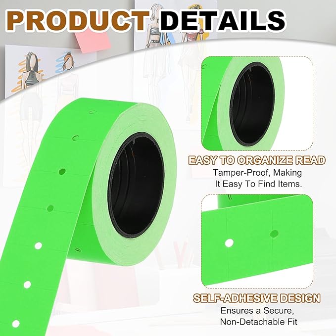 PATIKIL Pricing Labels, 10 Rolls 5000 Price Price Gun Labels Self-Adhesive Rectangular Puzzle Shape Marker Tag Stickers for Date Gun, Green