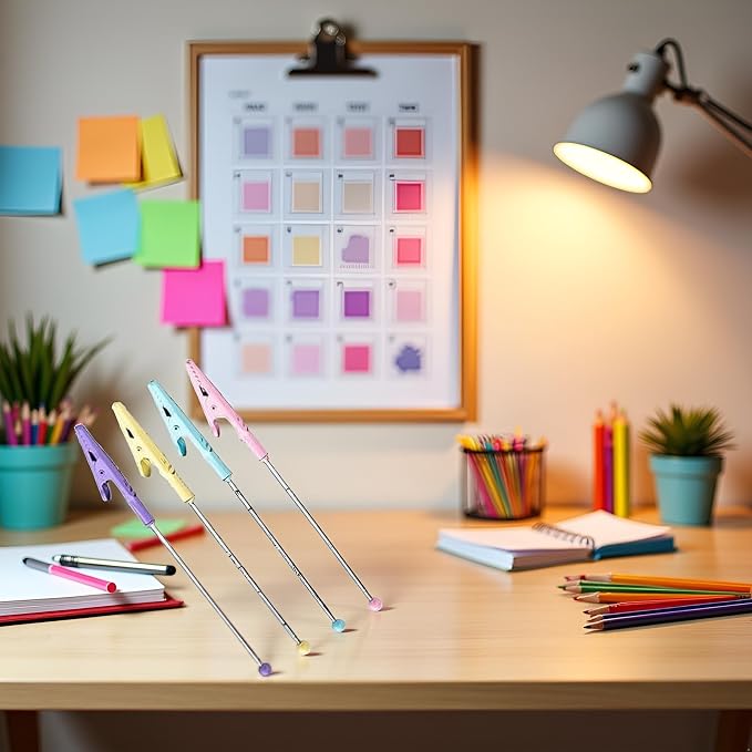 4 Pieces Multicolor Metal Wire Alligator Clips, 14.1 x 1.2cm, Photo and Card Holder, Desk Organizer,Memo Holders Desk Accessories and Workspace Organizers