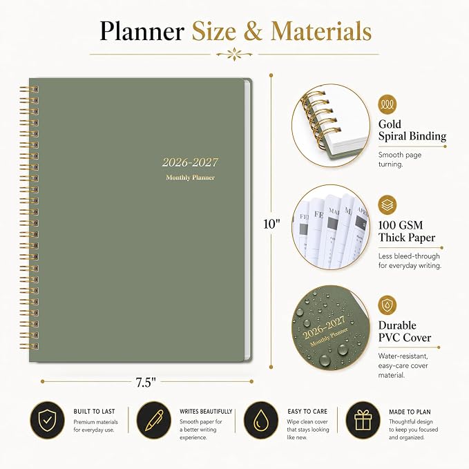 2026-2027 Monthly Planner, Calender Planner from Jan 2026 - Dec 2027, 24 Months for Planning with Habit Tracker, To-Do List, Goals,Summary ,7.5" x 10", Spiral Bindding for Personal Organizer and Office Supplies
