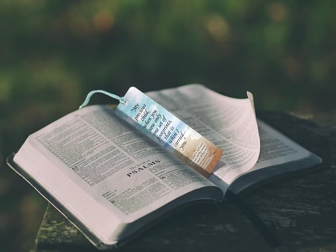 Footprints in The Sand Bookmark - 12 Pack, 2-Sided, Christian Inspirational Bible Book Mark with Tassels, Bulk Religious Book Markers for Reading, 7.25"x2" (12 Bookmarks)