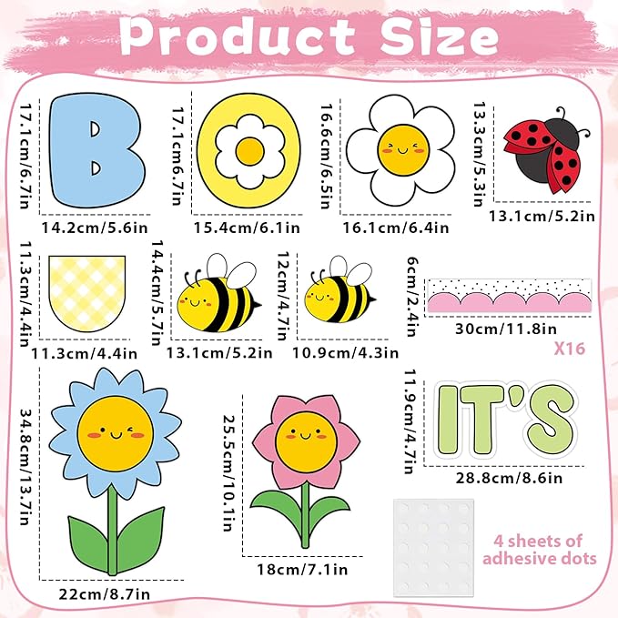 Spring Theme Bloom Flower Bulletin Board Set It's Time to Bloom Classroom Decoration Springtime Floral Bee Butterfly Paper Cutouts for Back to School Home Nursery Chalkboard Wall Decor Party Supplies