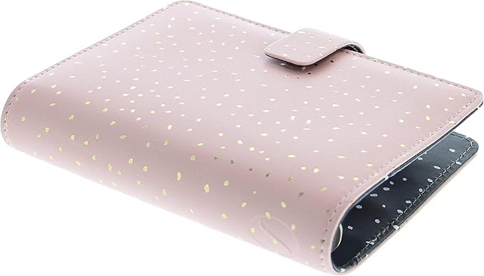 Filofax Confetti Organizer, Pocket Size, Rose Quartz - Leather-Look, Gold Foil Accents, Six Rings, Week-to-View Calendar Diary, Multilingual, 2025 (C028725-25)