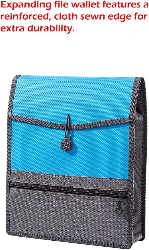 Expanding File Folder Document Organizer with Elastic Cord & Button Closure, 3.5" Expansion, Letter A4 Expandable File Folder with Zipper Closure for Home School Office Organization，4 Pack
