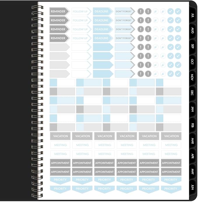 AT-A-GLANCE Planner 2025-2026 Academic, Weekly & Monthly, 8-1/4" x 11", Large, Monthly Tabs, Flexible Cover, Contemporary Lite, Black (7057XL05)