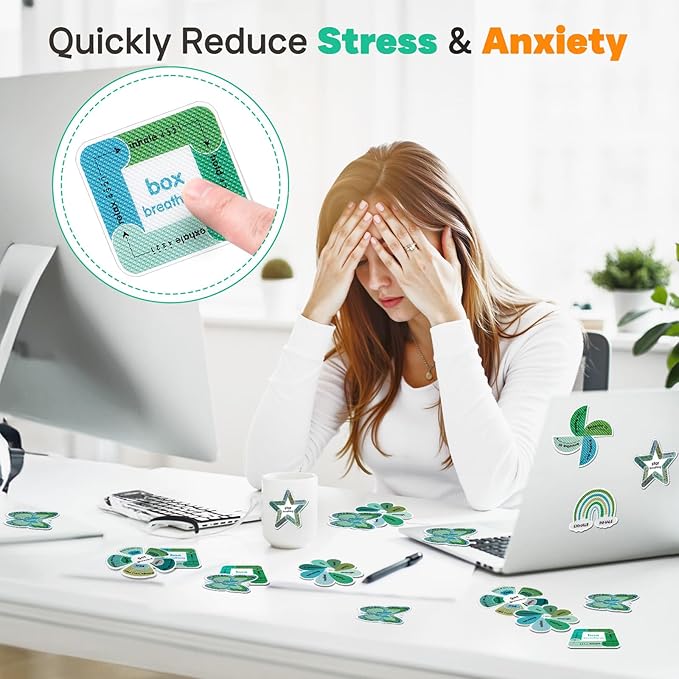 Mood Calming Sensory Stickers, 36PCS Textured Anxiety Strips for Kids Adults, Tactile Breathing Mindfulness Fidget Sticker for Classroom Office Desk