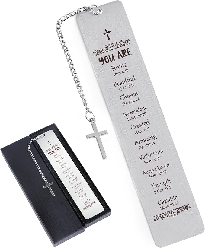 Metal Christian Bookmarks Gifts - Inspirational Bible Verse Bookmarks Gift for Book Lovers Religious Book Mark for Women Friends Birthday Baptism First Communion Graduation Retirement Gifts