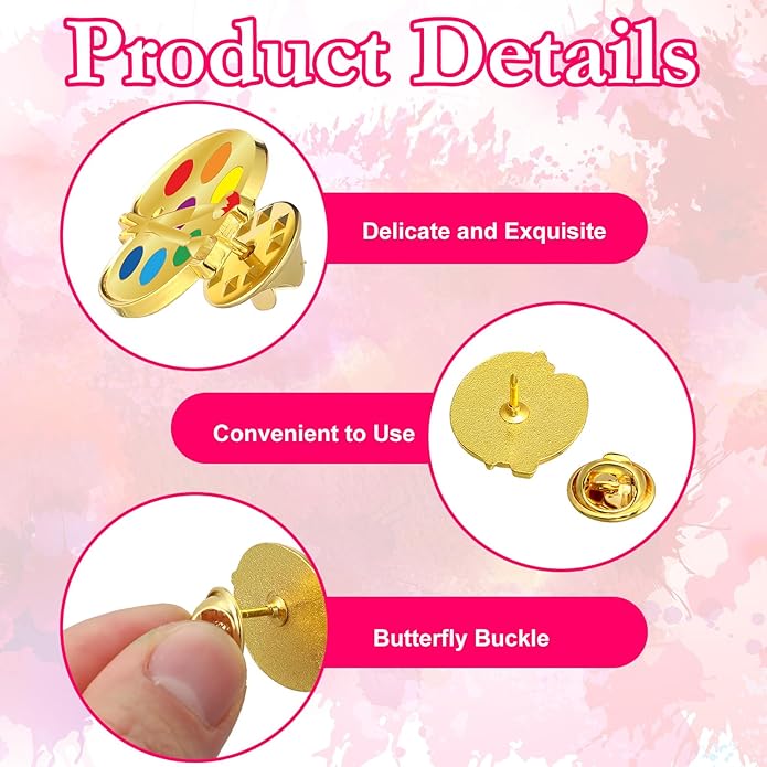 Liliaafar Paint Palette and Brush Artist Enamel Lapel Pin Hat Tie Pins Set Art Themed Brooches for Graduation Classmates Friends Art Lover Student Teacher Appreciation Gift Supplies