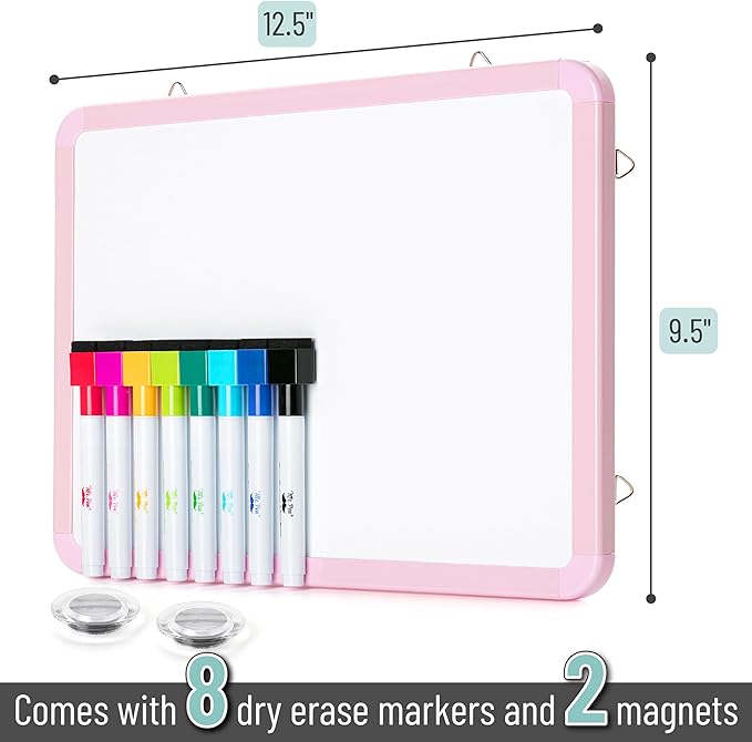 Mr. Pen- Small Dry Erase Board, 12.5x9.5 Inches, Whiteboard with 8 Fine Point Dry Erase Markers and 2 Board Magnets, Magnetic Small White Board for Students, Home, Office and Classroom