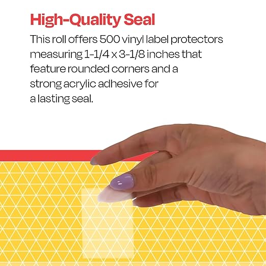 School Smart Vinyl Label Protectors, Round Corner Rectangle, 1-1/4 x 3-1/8 Inches, Clear, Pack of 500 - 1371577