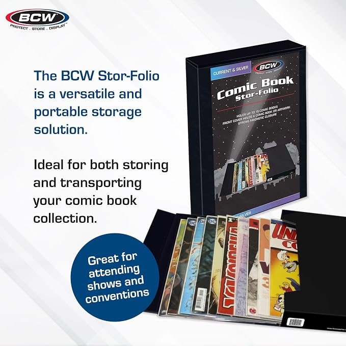 BCW Comic Book Stor-Folio – 1 Pack | Comic Book Travel Case for Current & Silver Age | Magnetic Comic Folio Carrier