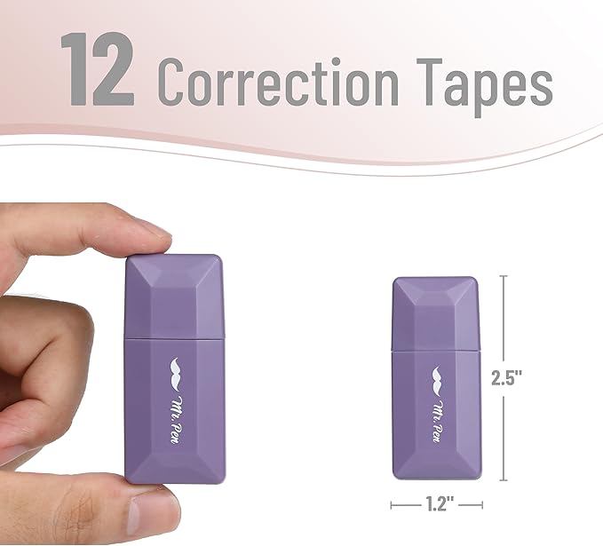 Mr. Pen- Correction Tape Bulk, 0.2" x 236", 12pcs, Pastel Colors, Cute Correction Tape