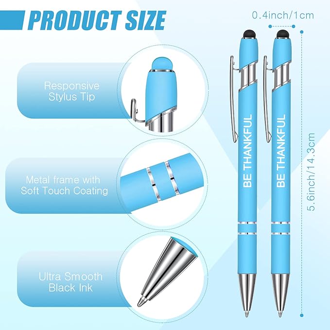 Zonon 12 Pcs Inspirational Pens Gift Set Funny Ballpoint Pen with Stylus Tip Motivational Graduation Gifts Bulk for Teacher Coworkers Nurse School Office Supplies(Fresh Color,Bible Style)
