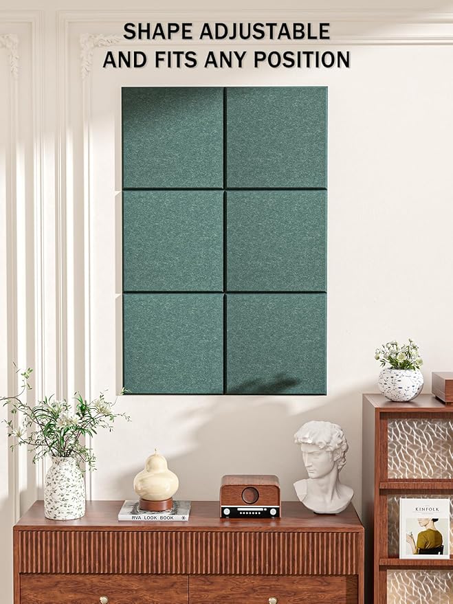 Hsurbtra Large Cork Board for Wall 36 x 24 Inch, 6 Pack Felt Bulletin Notice Board with Pushpins for Office Home School Farmhouse Wall Decor, Green