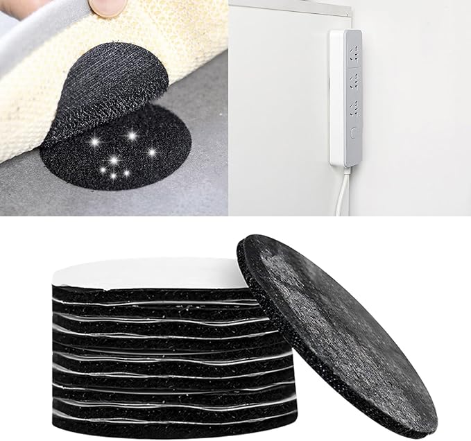 Multipurpose Adhesive Backing Round Tape Double Sided Hook and Loop Sticker for Keep Household Items in Place Pack of 10 Carpet Tape