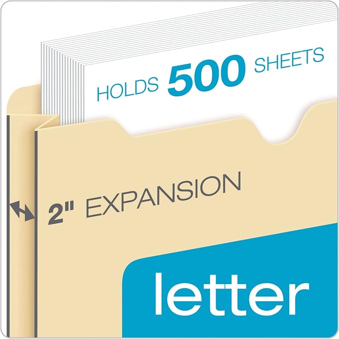 Office Depot Manila Double-Top File Jackets, 2in. Expansion, Letter Size, Pack of 25, 458161OD