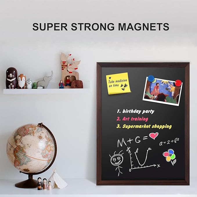 Comix Magnetic Chalkboard, 18 x 24 Inches Wooden-Framed Blackboard for Kids, Hanging Chalk Board for Home Kitchen Restaurant Menu