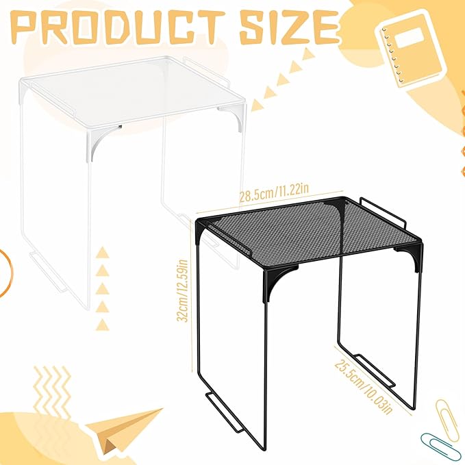Demonwer 2 Pcs Locker Organizer Shelf Black and White Stackable Extra Locker Shelf Storage Cabinet Accessories for School Office Home Gym Supplies
