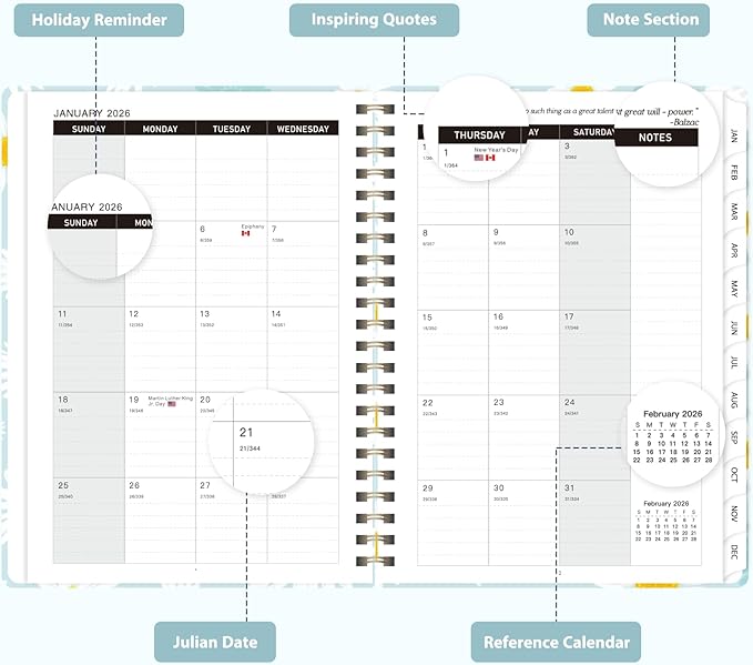 2026 Planner, Weekly and Monthly Calendar Planner Agenda, Jan 2026 - Dec 2026, Planning Academic Book, Office Desk Accessories and School Supplies - A5 (6.3'' x 8.5'')