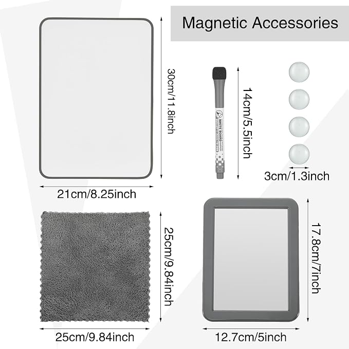 Ctosree 13 Pcs Locker Organizer and Accessories Kit Stackable Mesh Locker Shelf, Pen Holder, Magnetic Mirror, Whiteboard, Cloth, Marker, Magnet for Classroom Back to School Essentials(Gray)