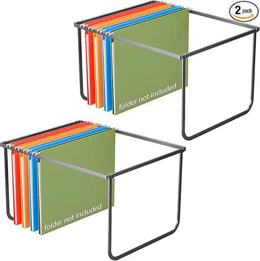 2 Packs Legal/Letter Size Hanging File Folder Frame, Desk Organizer Destop Files Frame, Hanging Folder Holder/Rack for Filing Cabinet File Drawer, 14.5"D x 11.8"W x 9.2"H , Black