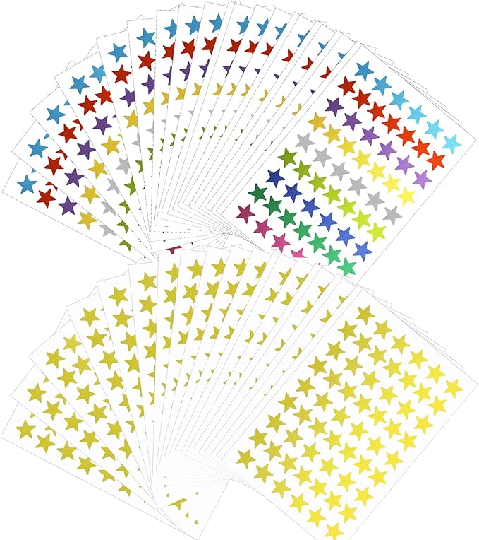 1620 PCS Small Star Stickers - 30 Sheets Foil for Kids Reward, Mini Gold Rainbow for School Planner, Behavior Chart, Classroom Teacher Supplies, DIY