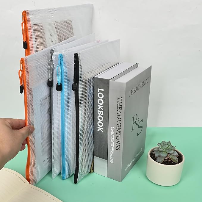 Mesh Zipper Pouches,Zipper Bags A3 A4 Size,Puzzle Storage Bags for Classroom Organization,Travel Storage and Office School Supplies. (A4*18Pcs+A3*6Pcs)