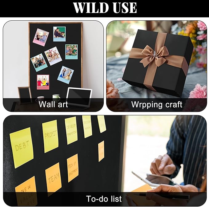 Black Bulletin Board Roll Reusable Waterproof Erasable Bulletin Board Fade Resistant Wrinkle Resistant Poster Non-Woven Fabric Bulletin Board Roll for Classroom Decor Wrapping Crafts（15.7" x 26ft）